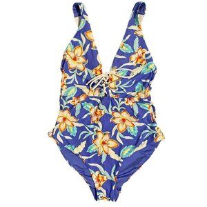 ONIA Size Small Iona One Pie Perry Blue Floral Bathing Suit